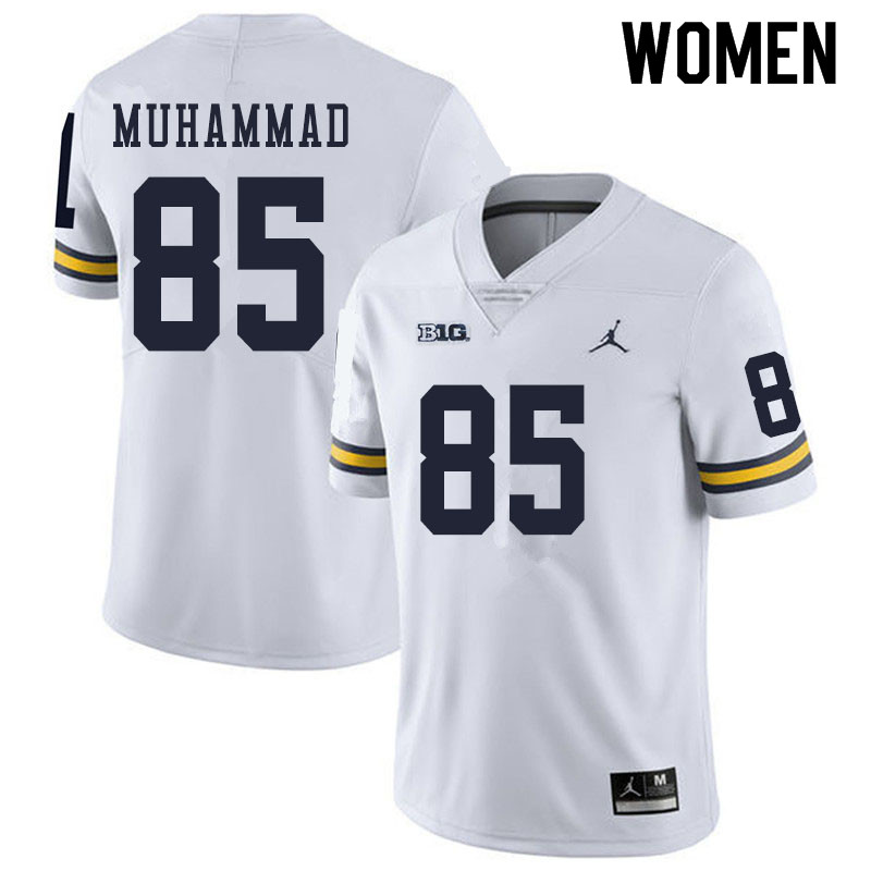 Women #85 Mustapha Muhammad Michigan Wolverines College Football Jerseys Sale-White